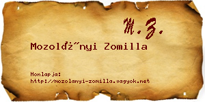 Mozolányi Zomilla névjegykártya